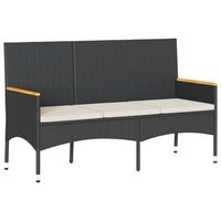 banco de jardin  banco exterior 3 plazas con cojines ratan sintetico negro