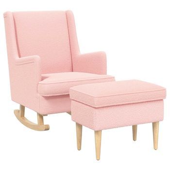 Sillón Con Pouf 2 Uds. Rosa Bouclé Vidaxl