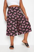 yours culottes negros y rosas florales mujer curvy y tallas grandes yours