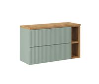 mueble bajo lavabo 100cm 2 cajones 2 compartimientos jade verde y madera
