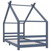 cama individual  cama infantil  estructura de cama infantil madera maciza pino gris 90x200 cm