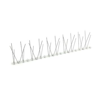 Ahuyentador de Palomas Akhuo S-80 | Tira de 50cm | 20 Púas de Acero Inoxidable | Base de Policarbonato Anti-UV | Apertura 93mm | Barrera Antiposamiento para Cornisas y Ventanas