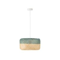 lampara techo colgante bambu natural detalle azul