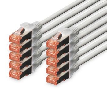 Digitus 10x Cable de Red Cat6 S/FTP S-STP 0.25 m Gris