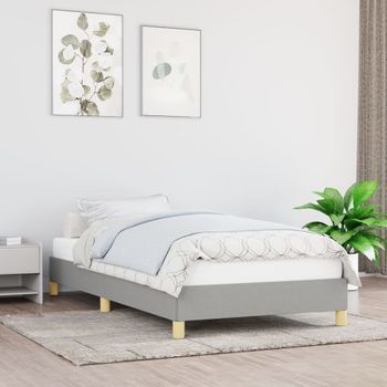 Cama Individual | Cama Para Adultos | Estructura De Cama De Tela Gris Claro 90x190 Cm Cfw106950