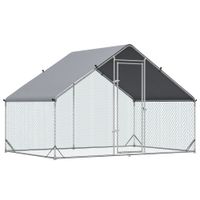 pawhut gallinero exterior 3x2x2 m acero galvanizado para gallinas de lujo con cubierta pe y cerradura para 4-6 gallinas plata   aosom espana