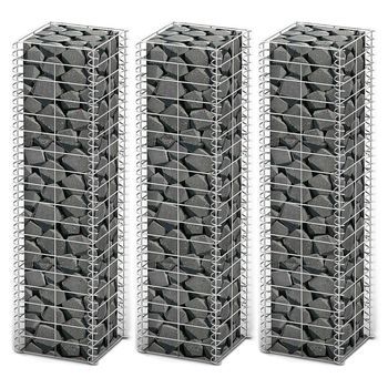 Cestas De Muro De Gaviones Alambre Galvanizado 25x25x100 3 Uds | Gavión Para Piedras | Gavión Decorativo Cfw876932