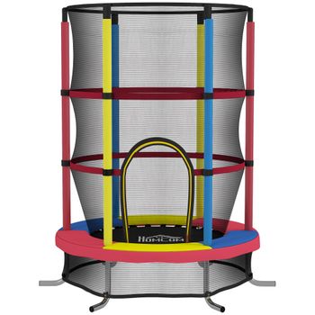HOMCOM Cama Elástica Infantil Ø160 cm Trampolín para Niños de 3-6 Años con Red de Seguridad Patas en Forma de L Multicolor