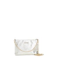 bolso de mano de piel laminada con bandolera de doble cadena light gold taglia unica