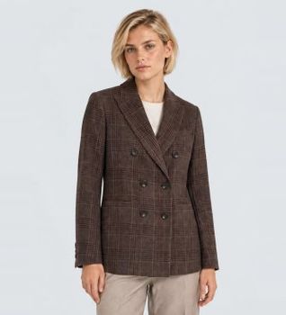 Circolo 1901 para mujer. FD4168 Americana Double Breasted marrón (38), Casual, Lana, Clásico