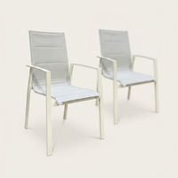 pack 2 sillas de aluminio con cojin blanco envejecido 67x57x955