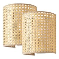2 lamparas de pared ascot 1x e27 metal-plastico 20x16x12 cm - efecto ratan luxpro