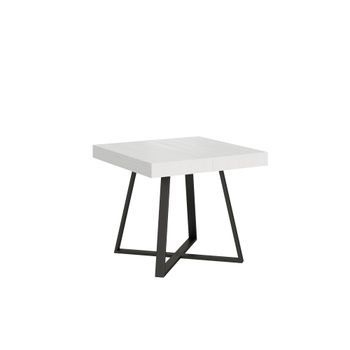 Mesa Extensible 90x90/194 Cm Abbraccio Fresno Blanco Patas Antracita