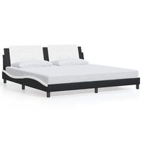 cama matrimonial  cama para adulto  estructura de cama sin colchon zadar cuero sintetico negro blanco 200x200 cm