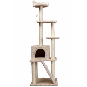 Rascador Para Gato Wuapu Modelo Six Con Elementos Varios. Altura 155cm, Base 35x49cm. Color Beige