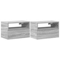 pack 2 uds mesitas de noche  mesilla de noche de pared gris sonoma 45x26x285 cm
