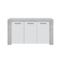aparador de 3 puertas con gran almacenamiento 144 cm blanco cemento