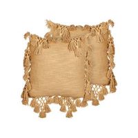 conjunto de 2 cojines de algodon 45 x 45 cm con borlas beige arena olearia