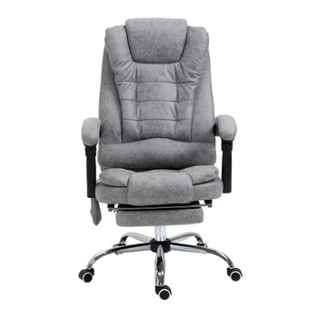 Vinsetto Silla de Oficina de Dirección de Masaje con Calefacción Altura Ajustable Respaldo Reclinable Tela de Microfibra Gris   Aosom España