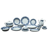 juego de vajilla de lujo porcelana blanca 83 piezas eden diseno provenzal azul y blanco