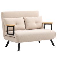 homcom sofa cama 2 plazas 3 en 1 sillon cama con almohadas plegable ajustable 102x73x81cm beige crema   aosom espana