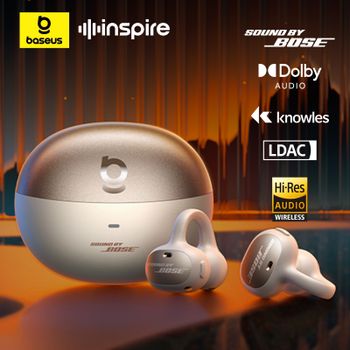 Auriculares inalámbricos Baseus Inspire XC1 con clip para la oreja, Bluetooth 6.1, alta resolución, auriculares abiertos tipo pendiente, 4 micrófonos, auriculares con clip, sonido Bose.