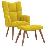 sillon lounge de diseno moderno con reposapies en terciopelo amarillo mostaza dec026530