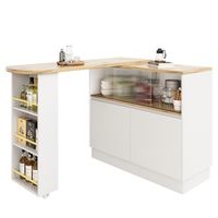 barra giratoria de 360 - vidrio templado - carrito de almacenamiento - cocina y comedor - blanco