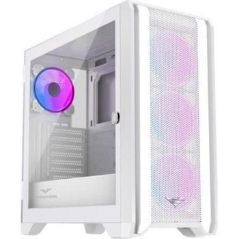 Caja PC PREYON Nest Windy+ Blanca 4 Ventiladores ARGB Mesh USB-C Vidrio Templado
