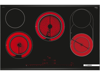 Placa vitrocerámica - Bosch PKM875DP1D, Vitrocerámica, Eléctrica, 5 zonas, 23 cm, Negro