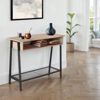 mesa consola 100x35x805cm madera industrial clara roble sonoma