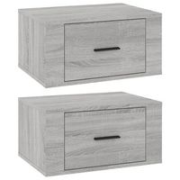pack 2 uds mesitas de noche  mesa auxiliar  mesilla de pared gris sonoma 50x36x25 cm