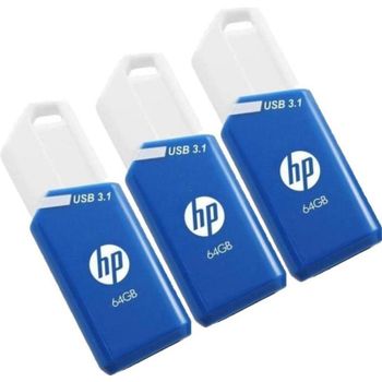 Pendrive HP x755w Triple Pack 64GB USB 3.2 Gen 1 75MB/s Azul Blanco