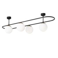 lampara de techo abakus-4891 blanco negro hierro vidrio 124x40x33 cm