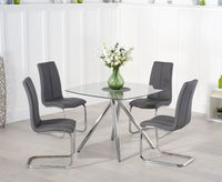 elva 100cm glass dining table with tarin chairs