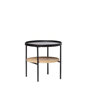 Mesa Auxiliar Metal, Ratán Natural Klast Home Industrial 45 X 46 Cm - Natural-negro