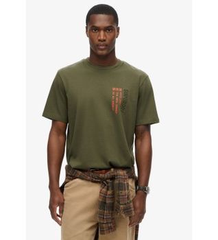 Superdry para hombre. M1012029A Camiseta holgada con logotipo deportivo utilitario verde (S), Casual, Algodón, Manga corta