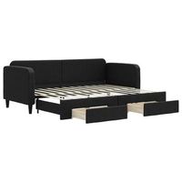 sofa cama  cama para adulto  sofa convertible nido con cajones tela negro 80x200 cm