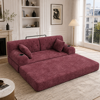 sofa cama de 2 plazas - mueble para salon - pana - rojo vino 168x80x81cm