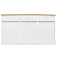 aparador de pino y mdf blanco con tapa de roble 150 cm