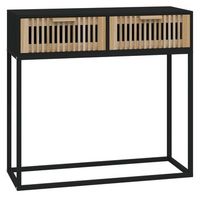 mesa consola hierro y madera contrachapada negro 80x30x75 cm vidaxl