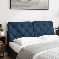 cabecero de cama acolchado tela azul 120 cm
