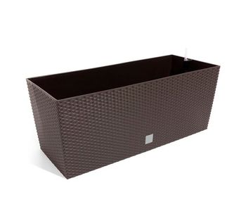 Jardinera rato 30 litros con riego en color chocolate 60 x 25 x 24 cm