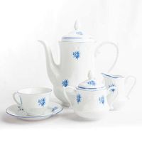 juego cafe o te de porcelana blanca 27 piezas lubeck blue12 tazas12 platos azucarero cremera y cafetera