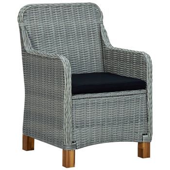 Pack 2 Uds Sillas De Jardín | Silla De Exterior | Sillón Con Cojines Ratán Sintético Gris Claro