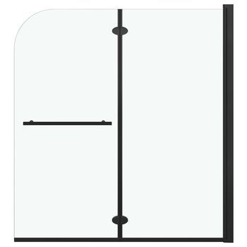 Mampara De Ducha Plegable 2 Paneles Esg Negro 120x140 Cm Vidaxl