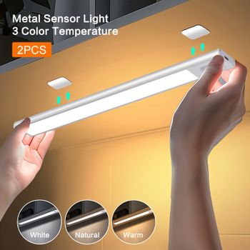 Luz LED con sensor de movimiento de 10-50 cm, lámpara inalámbrica nocturna, recargable por USB, para pared, debajo del gabinete, para iluminación de dormitorio y cocina