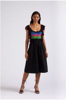 vestido midi con top de croche black