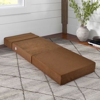 Sofá Cama Plegable 3 En 1 Colchón De Espuma De Densidad Funda Extraíble Y Lavable Cama De Invitados Portátil 190 X 71 X 15 Cm Marrón