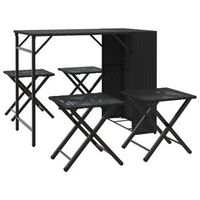 juego de comedor de jardin plegable 5 uds  juego de muebles de jardin ratan pe negro